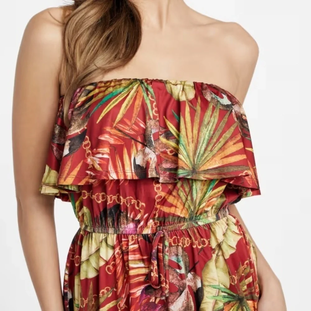 🌺NEW Guess Hillary’s Tropical Print Ruffle Dress – Size SMALL 🌺🌴 - Picture 2 of 6